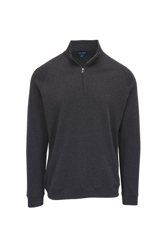 Peter Millar - British Gray Needle Stripe Quarter-Zip Pullover