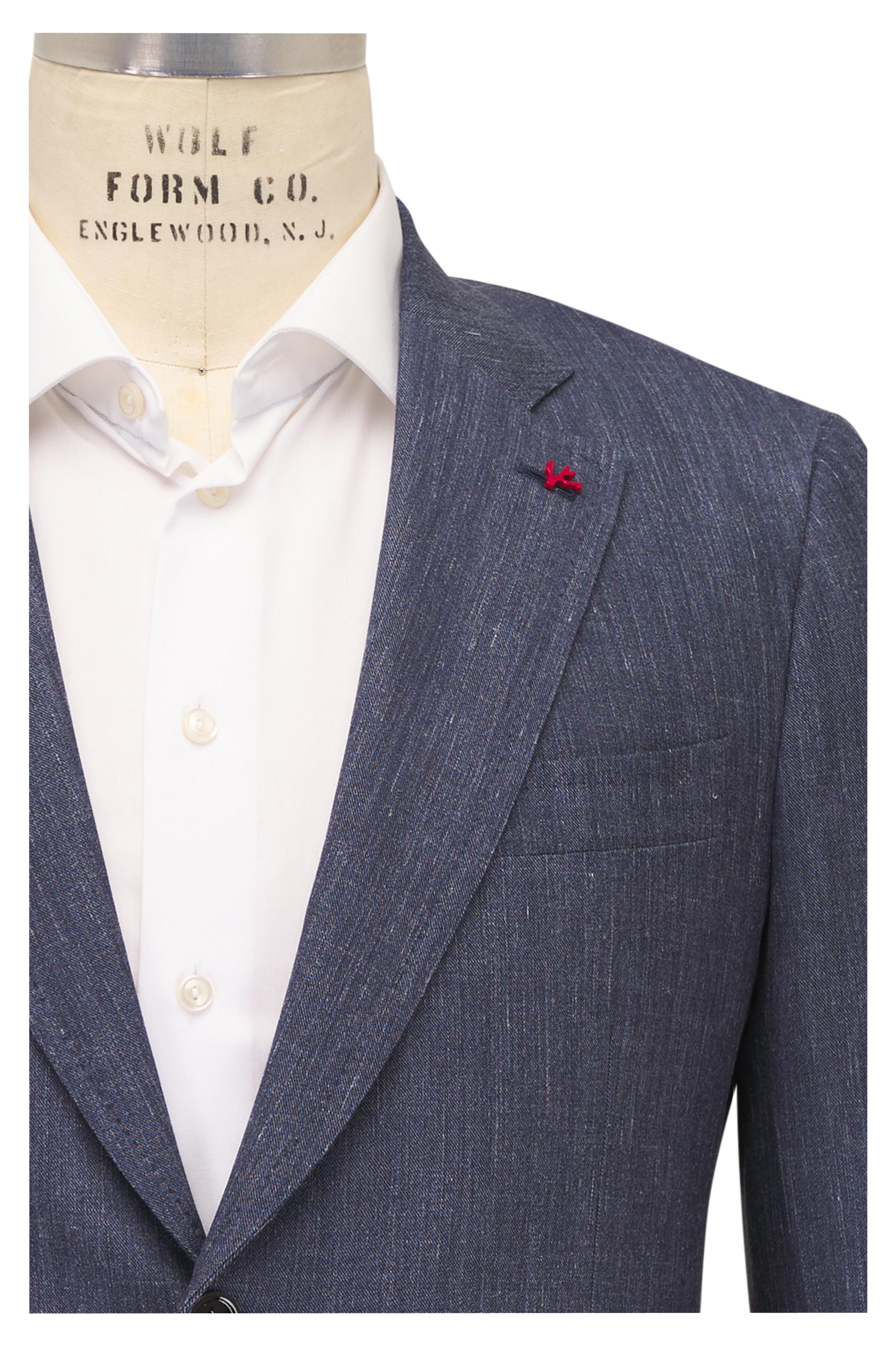 Isaia - Navy Denim Wool, Silk & Linen Sportcoat