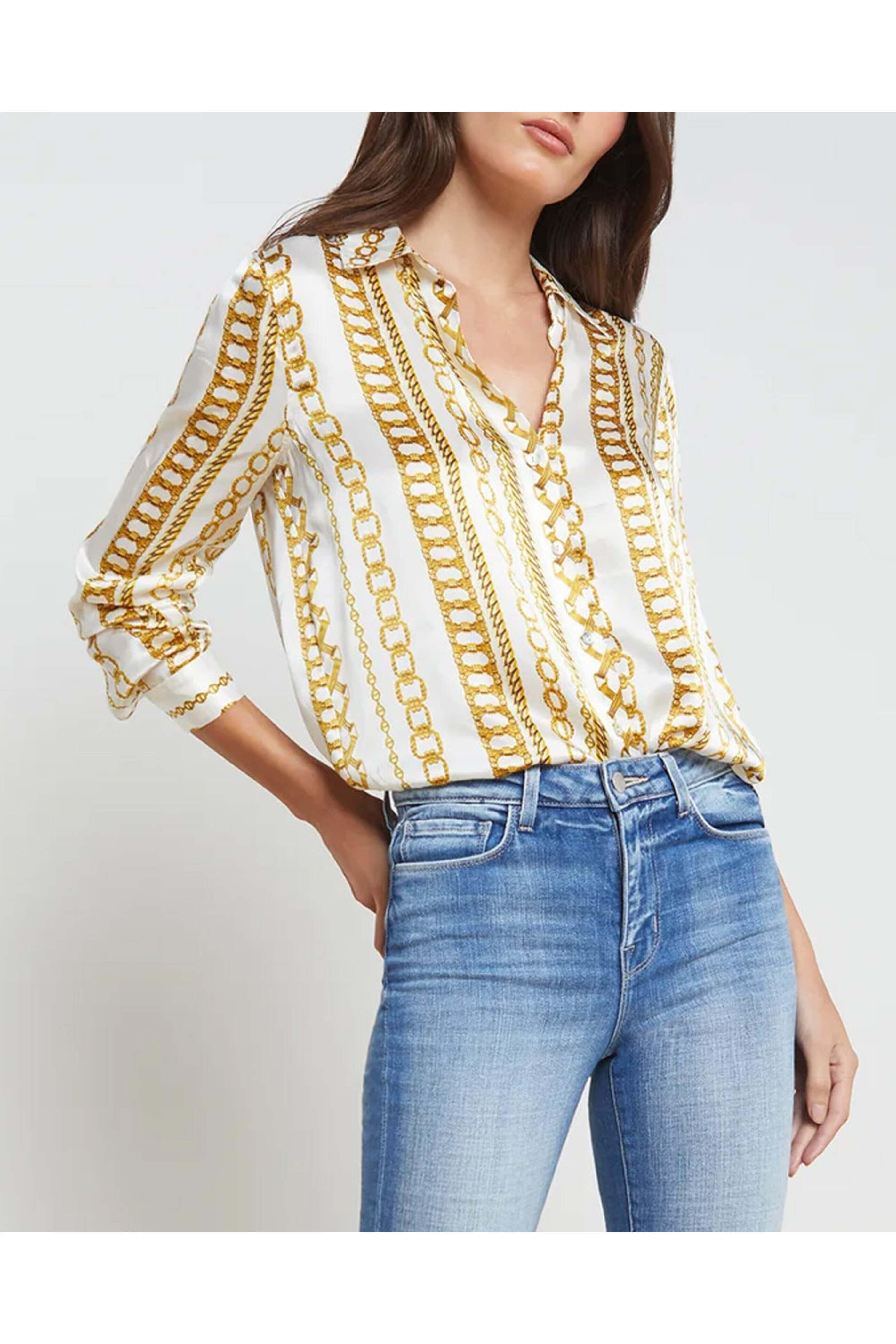 L'Agence - White Chain Tyler Shirt