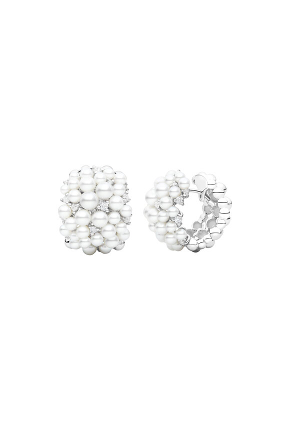 Paul Morelli White Gold Pearl Hoops
