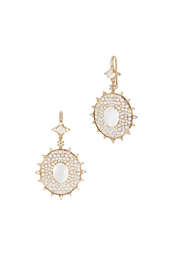 Nam Cho - 18K Rose Gold Diamond & Moonstone Bead Earrings