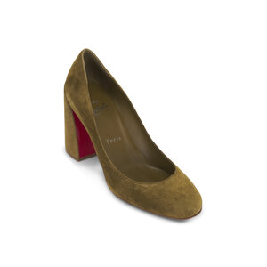 マカロンモカ色　Christian Louboutin リボン付きフラット　37 Christian Louboutin - Miss Sab Bronze Velour Pump, 85mm