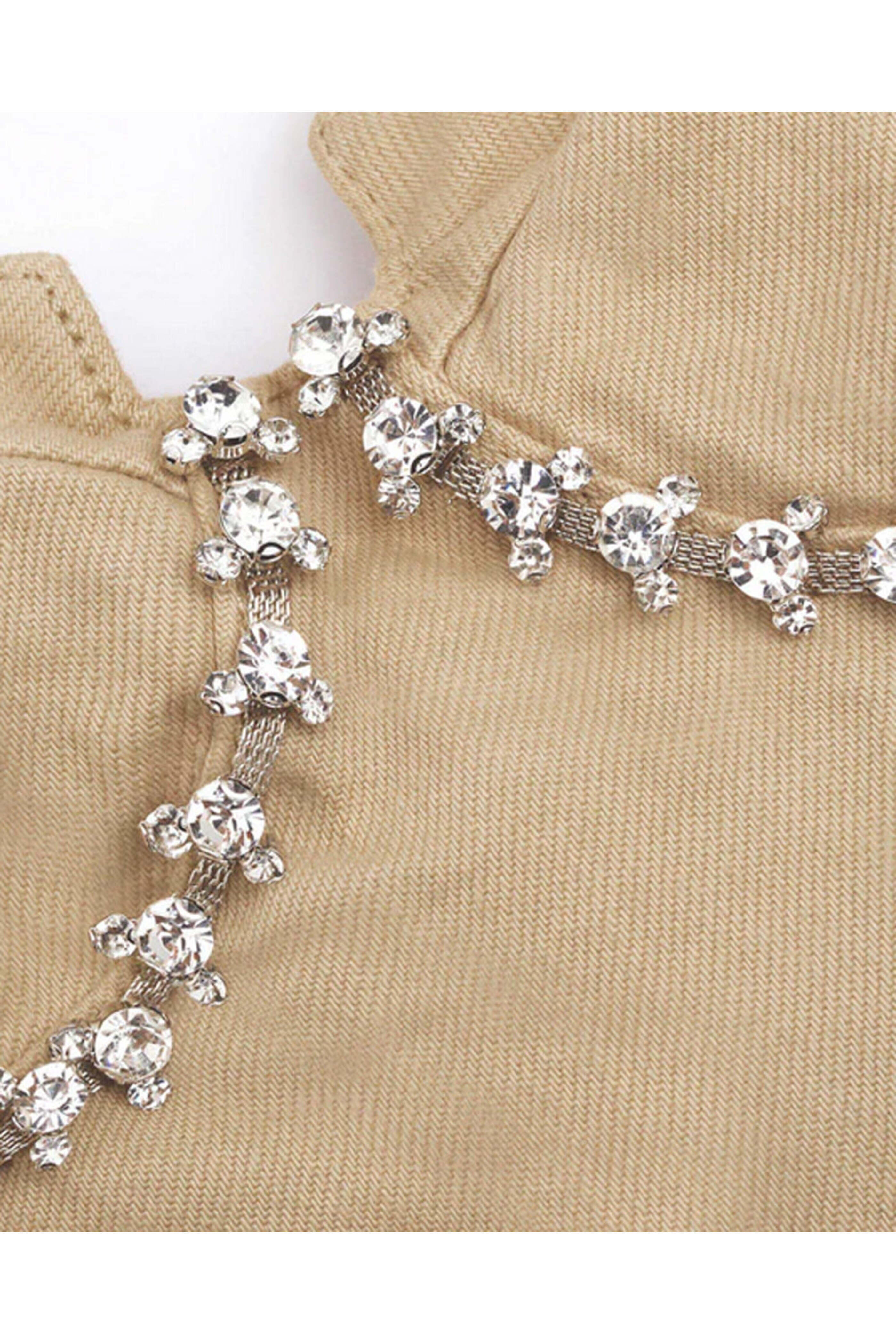 Self - Portrait - Beige Diamante Mini Dress