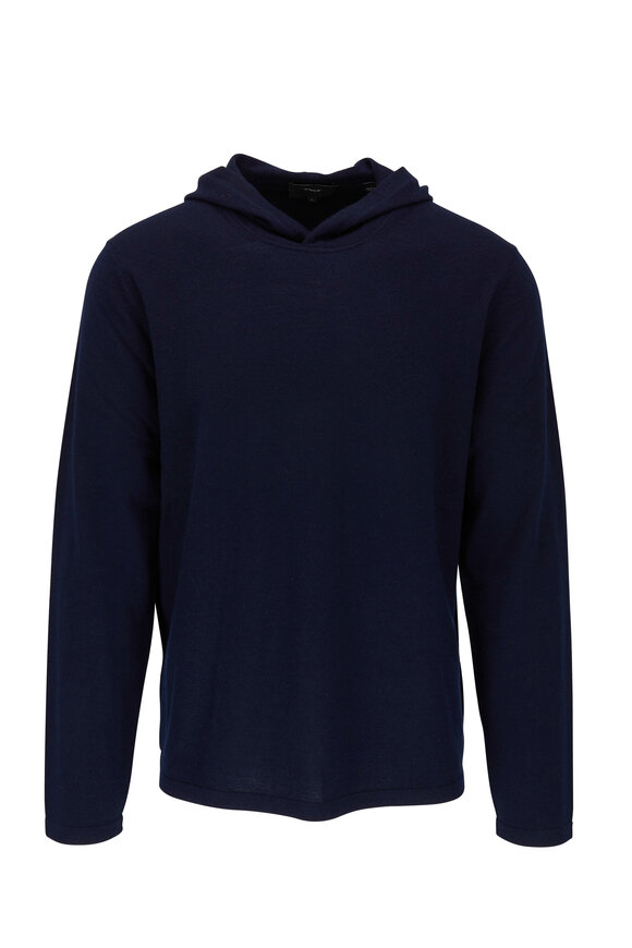 Vince Coastal Blue Wool & Cashmere Hoodie Sweater 