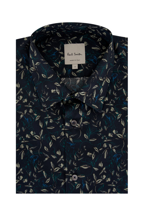 Paul Smith - Navy Multicolor Floral Print Sport Shirt