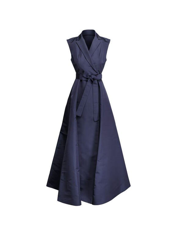 Carolina Herrera Navy Silk Sleeveless Trench Gown - view 3