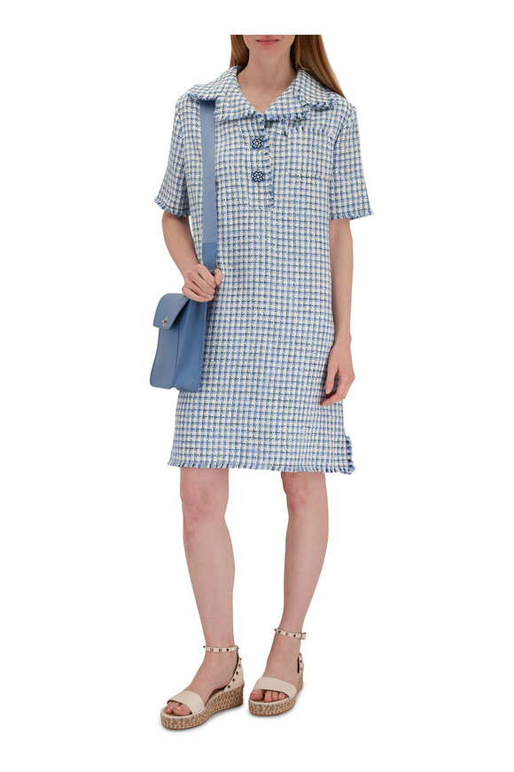 Etro - Light Blue & White Bouclé Tunic Dress