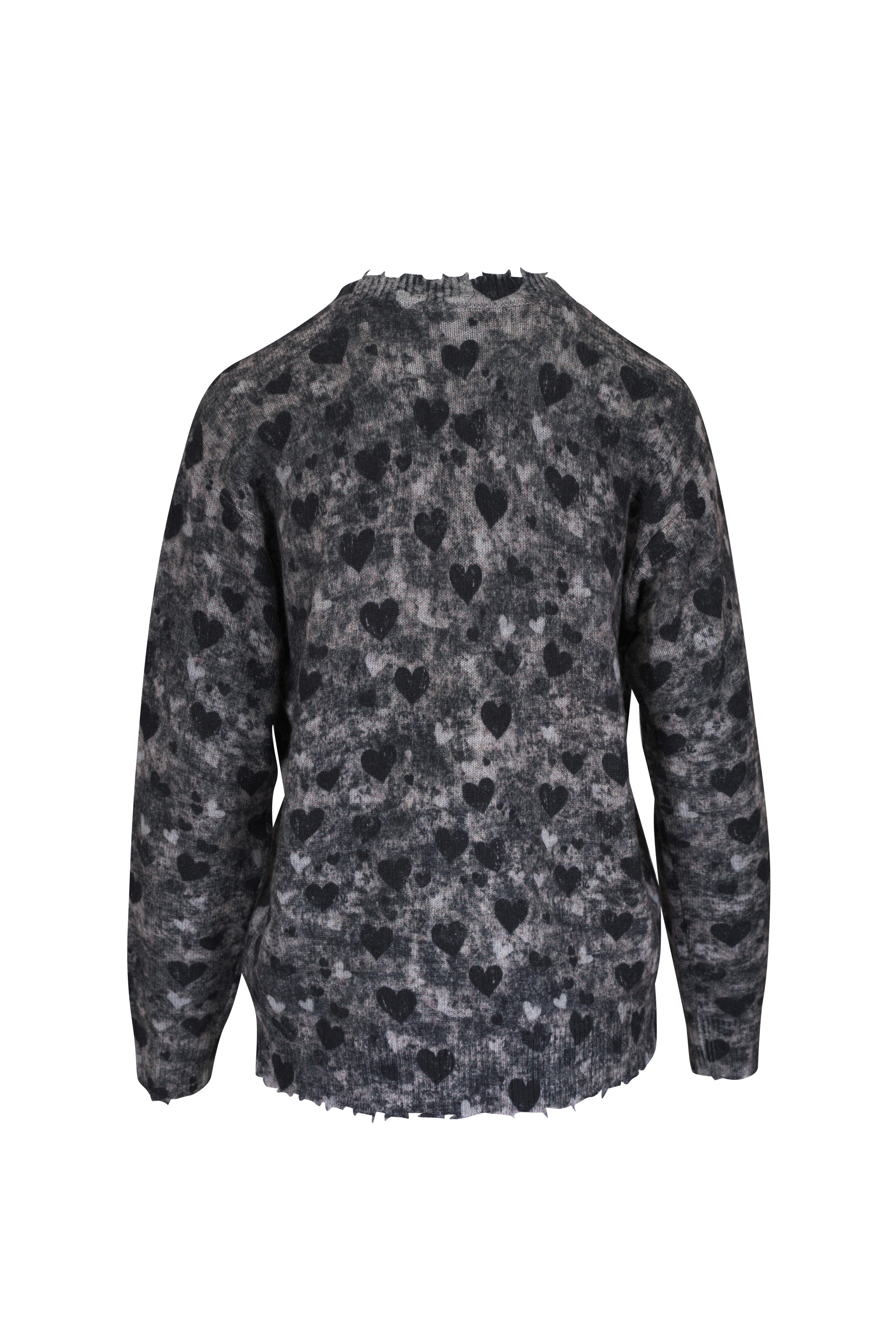 R13 - Heather Gray Printed Cashmere Boyfriend Sweater