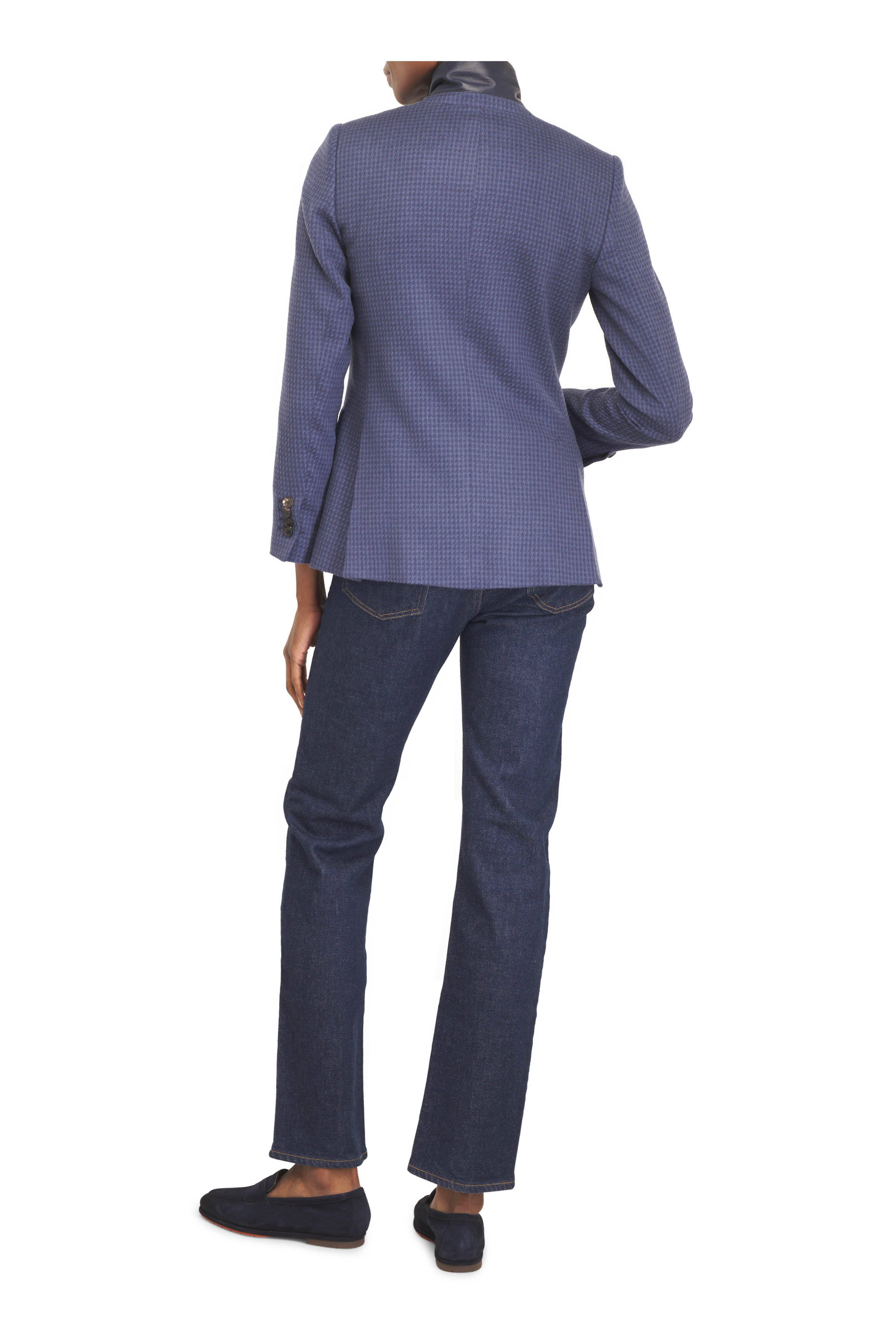 Kiton - Blue Checkered Cashmere & Silk Jacket - view 3