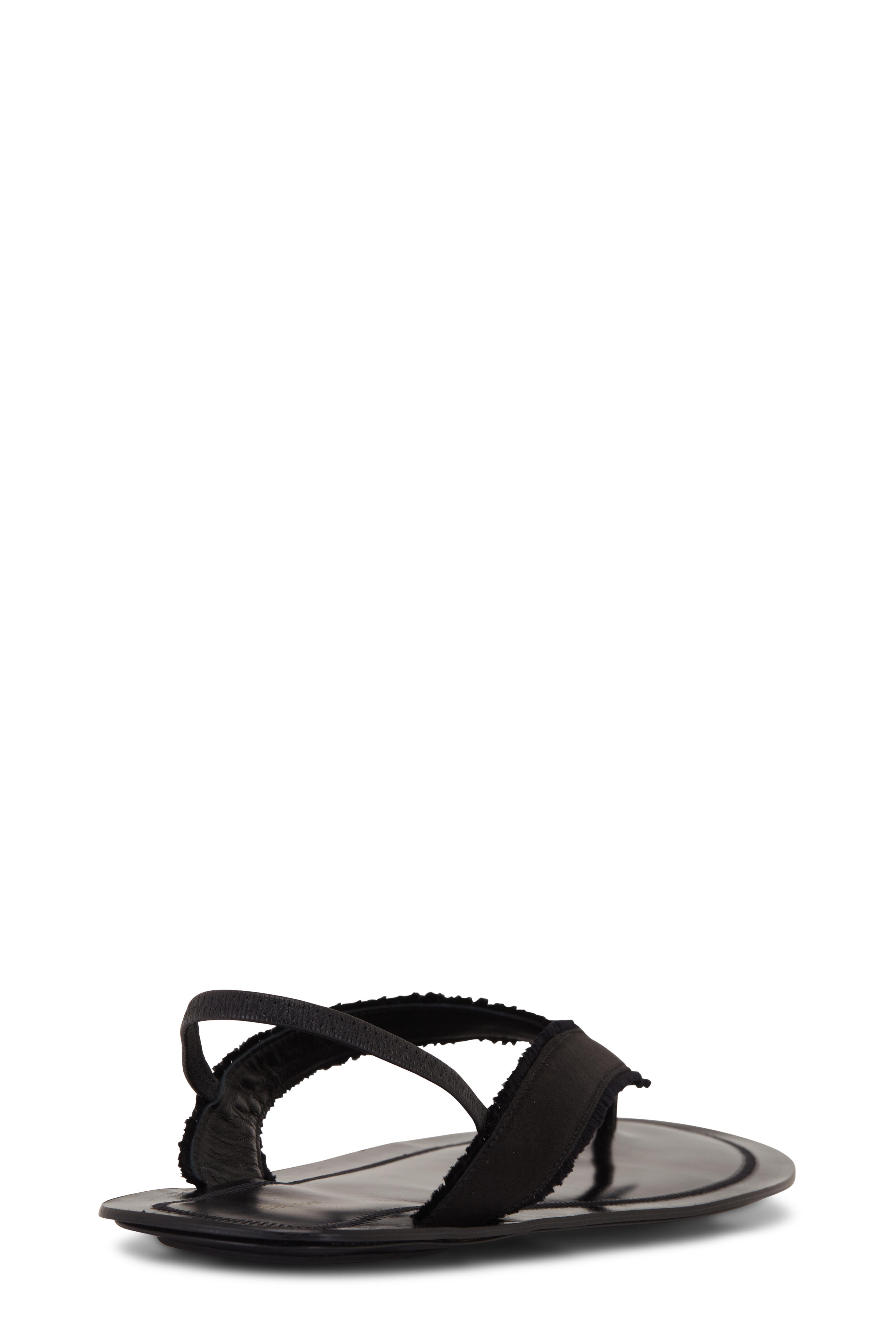 The Row - Fray Black Satin Thong Sandal | Mitchell Stores