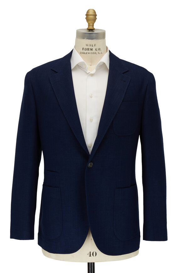 Brunello Cucinelli - Navy Textured Wool, Linen & Silk Sportcoat