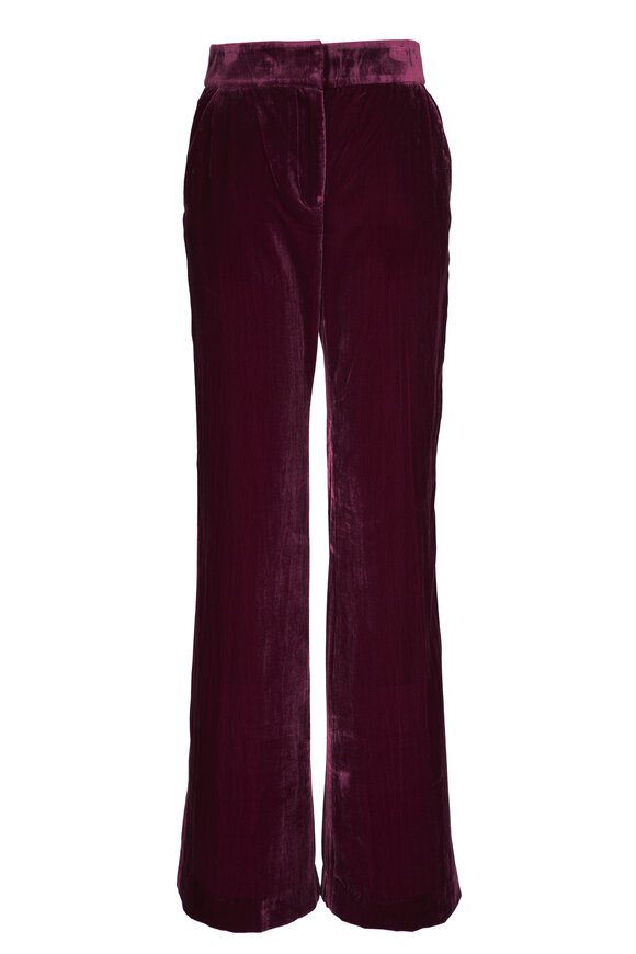 Veronica Beard Lebone Dark Burgundy Velvet Pant