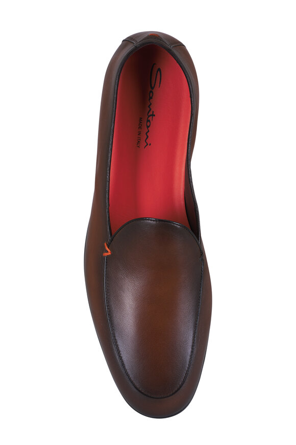 Santoni Vibe Dark Brown Leather Loafer - view 4