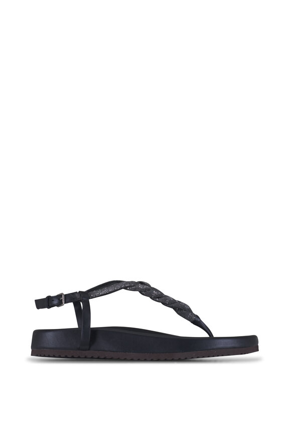 Brunello Cucinelli Black Braided Monili Sandal - view 2