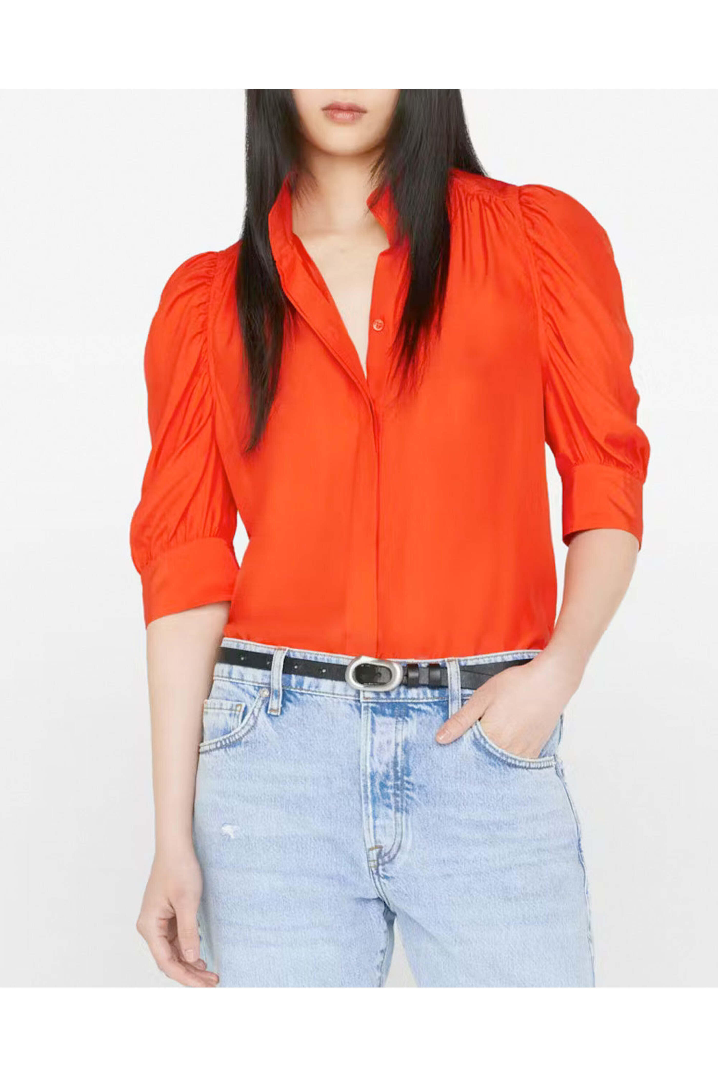 Frame - Red Orange Gillian Top