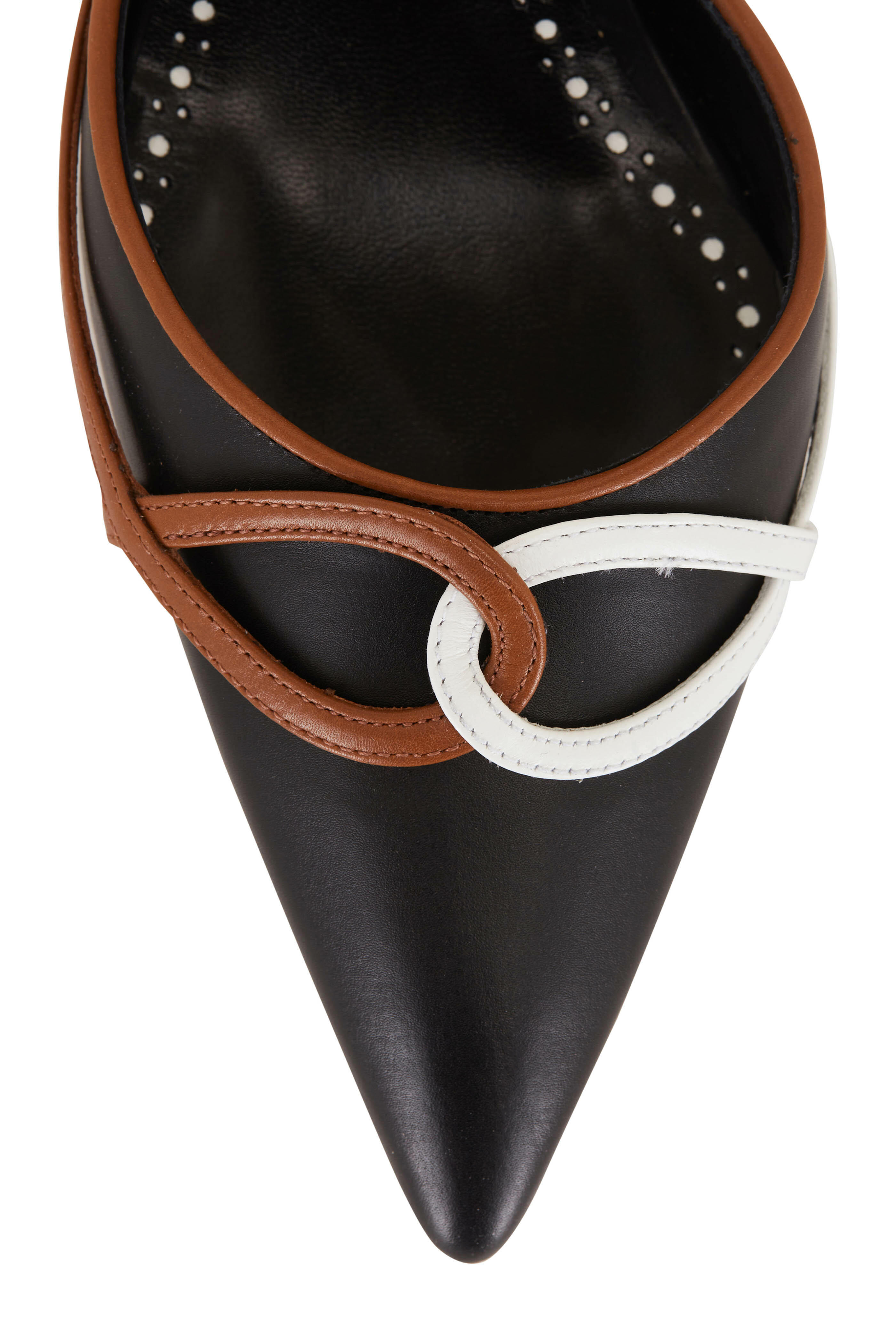 Manolo Blahnik - Vongolsli Black Leather Pointed Mules, 70mm
