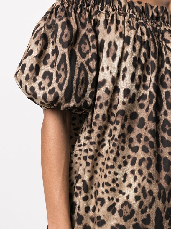Dolce & Gabbana Animal Print Off-The-Shoulder Poplin Blouse - view 8