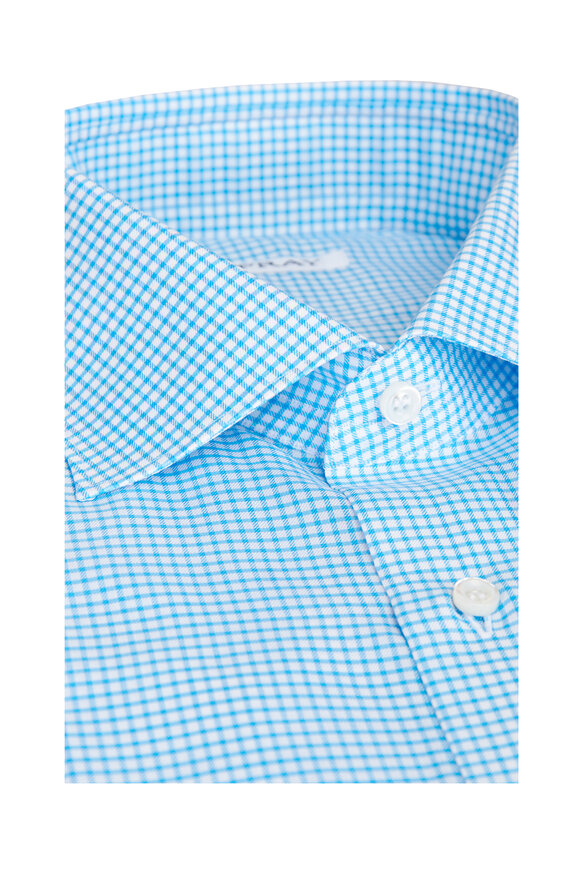 Fray Turquoise Check Cotton Dress Shirt - view 2