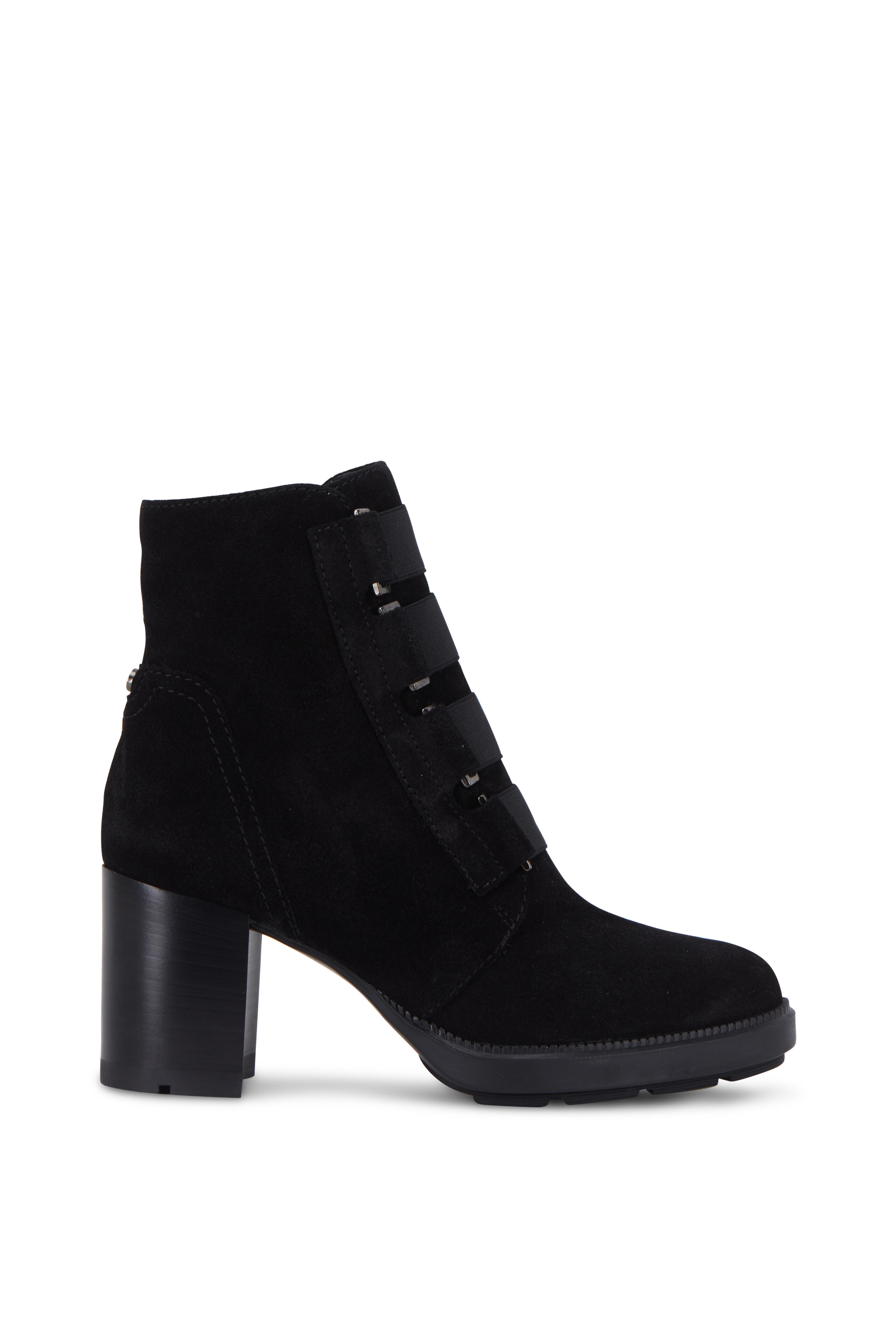 Aquatalia - Ilanna Black Suede Weatherproof Ankle Boot, 70mm