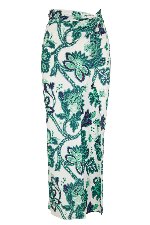 Etro - Green Tree Of Life Print Sargon Wrap Skirt