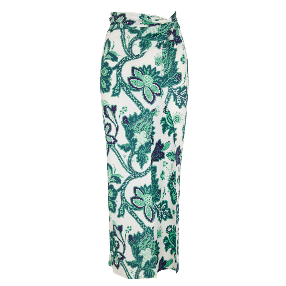 Etro - Green Tree Of Life Print Sargon Wrap Skirt