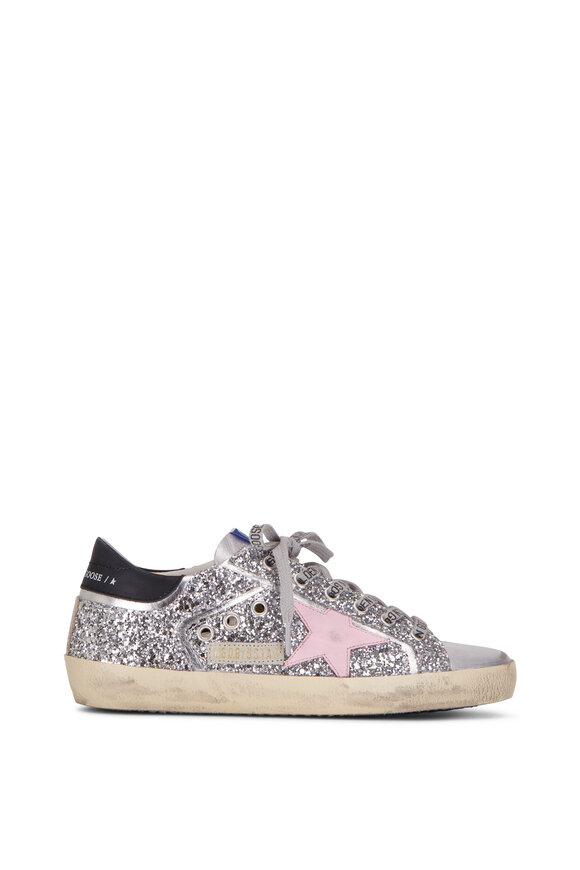 Golden Goose - Super-Star Silver Glitter & Pink Star Sneaker