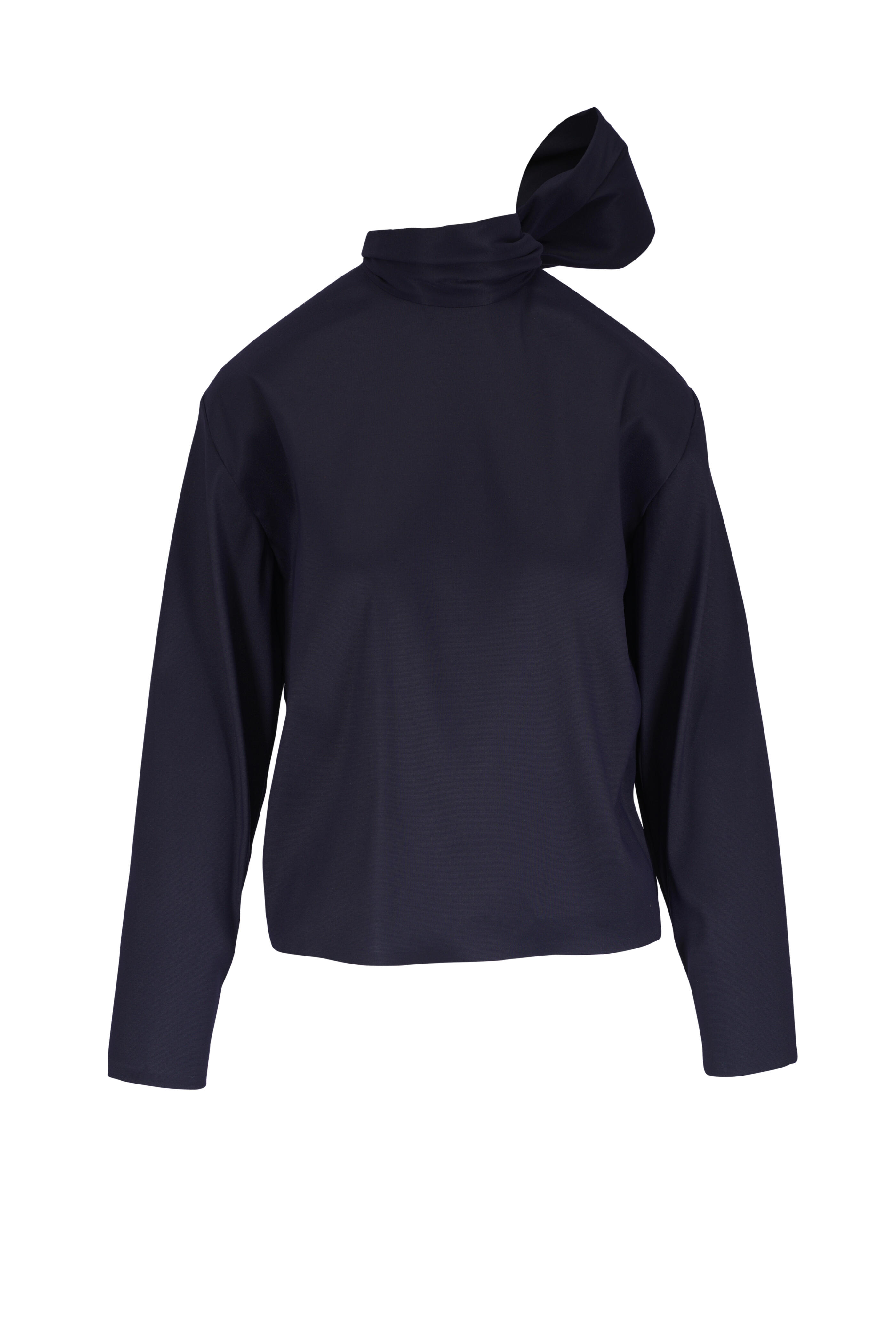 Saint Laurent - Marine Boxy Lavallière Organza Top