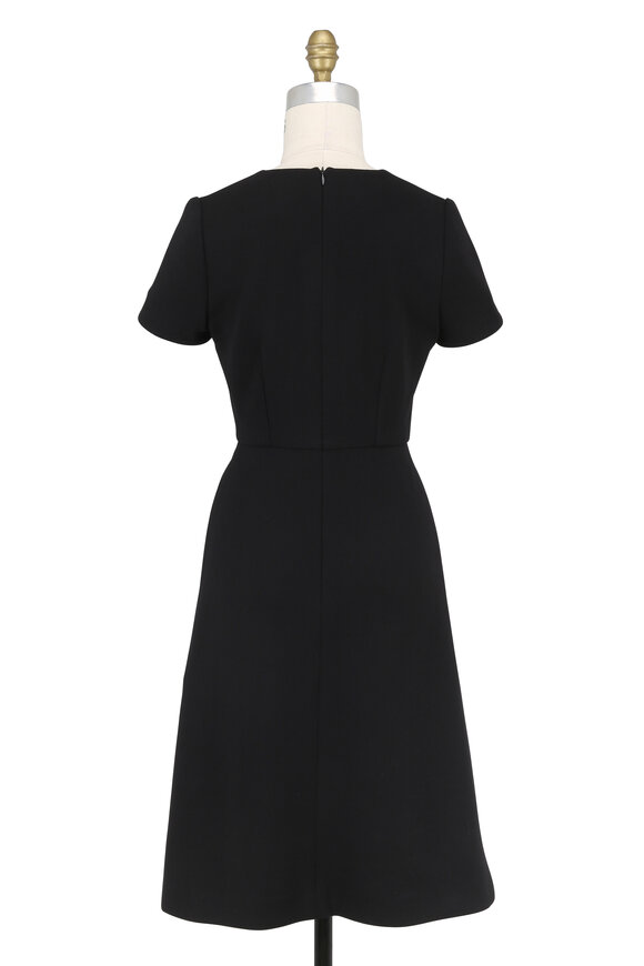 Kiton - Black Crêpe Sheer Inset Short Sleeve Dress