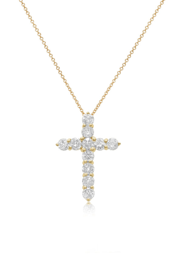 Diana M Jewels 18k Yellow Gold Diamond Cross Pendant Necklace - view 1