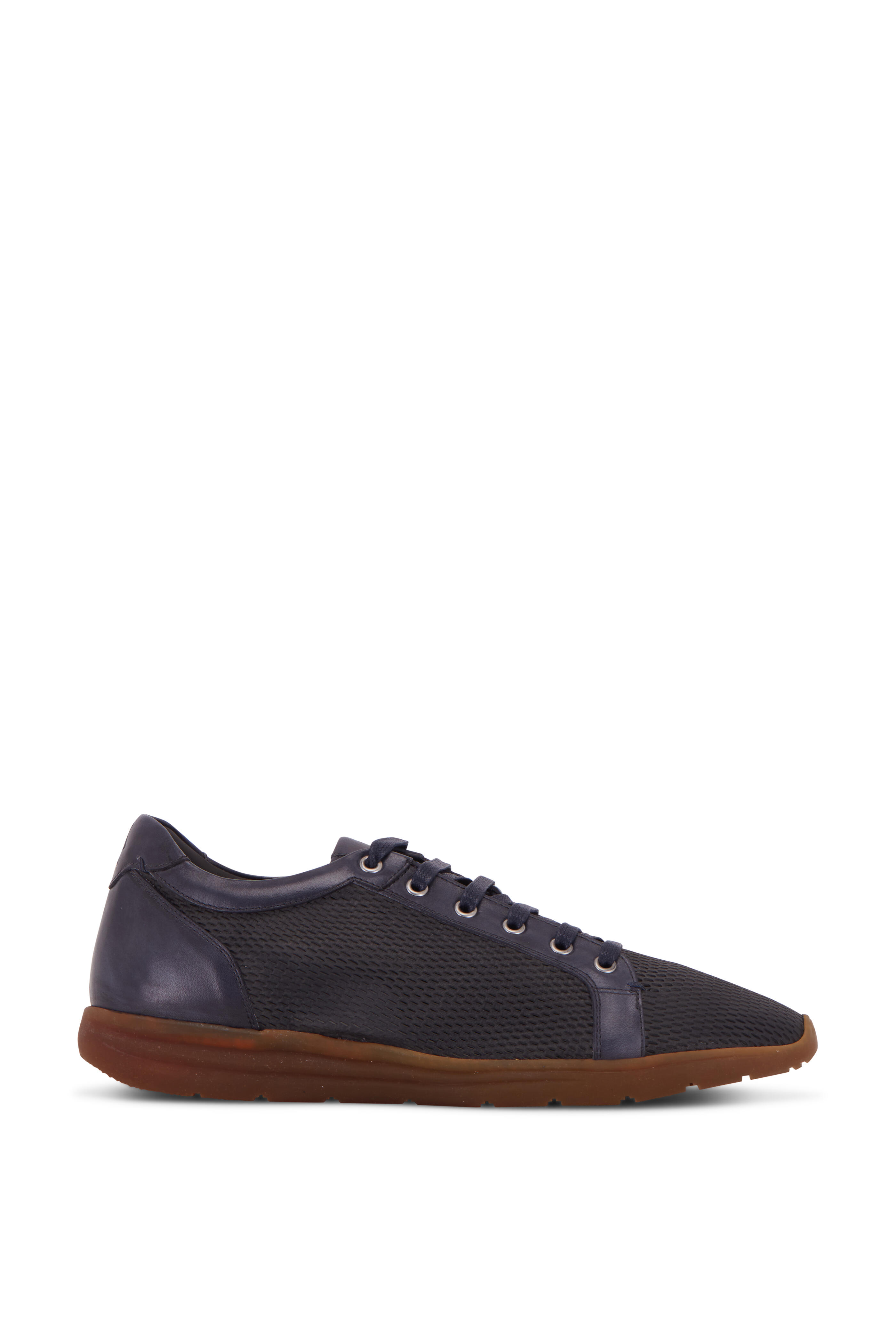 Di Bianco - Dusty Blue Perforated Leather Sneaker