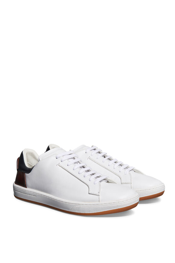 Berluti - Burano Outline White & Brown Leather Sneaker