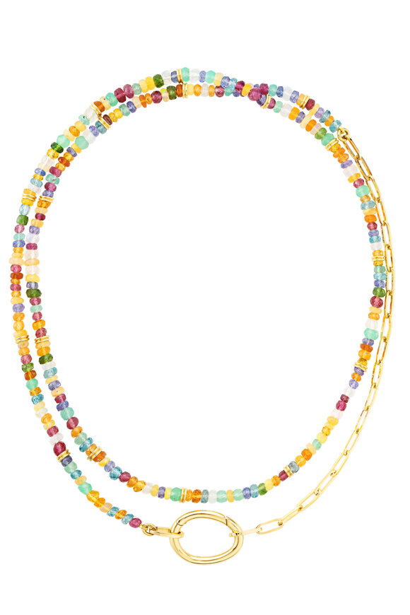 Mellerio 18k Yellow Gold Lien Pierres Long Opal Necklace