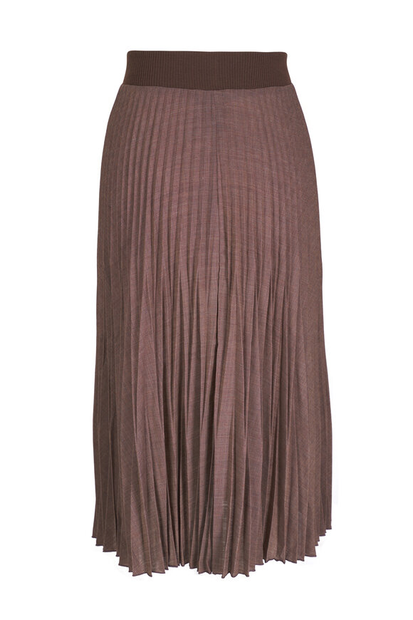 D.Exterior - Taupe Wool Pleated Midi Skirt 