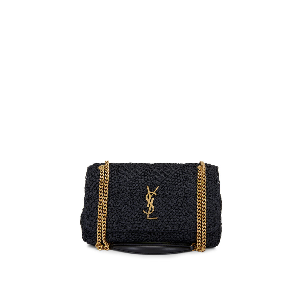 ショルダーバッグ・ポシェット SAINT LAURENT BLACK CROCHET SHOULDER BAG Saint Laurent Black Crochet and Python Embossed Leather Baby