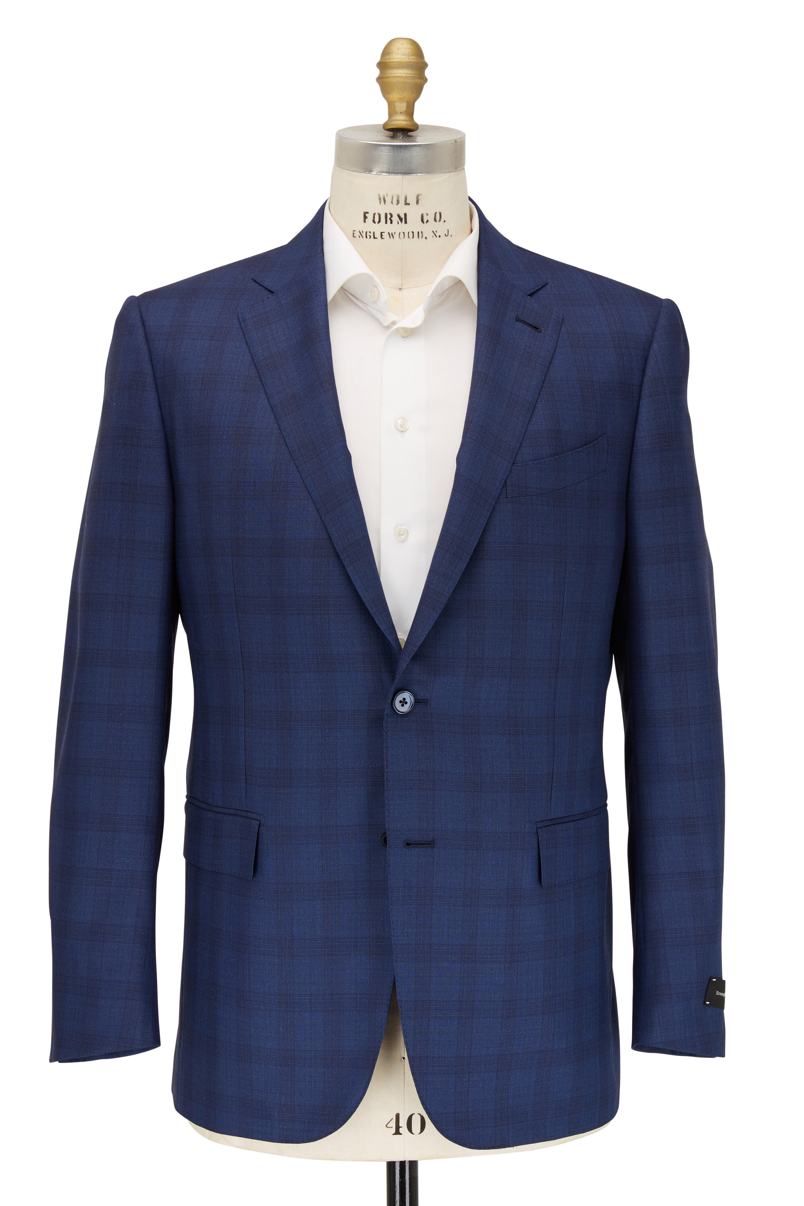 Zegna - Trofeo 600 Navy Blue Plaid Wool & Silk Suit