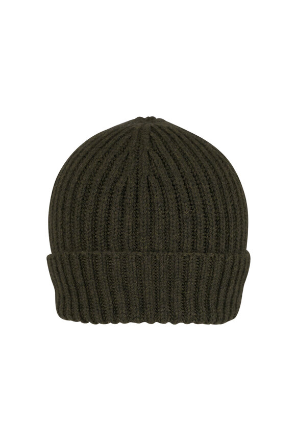 Loro Piana Dark Green English Rib Cashmere Beanie