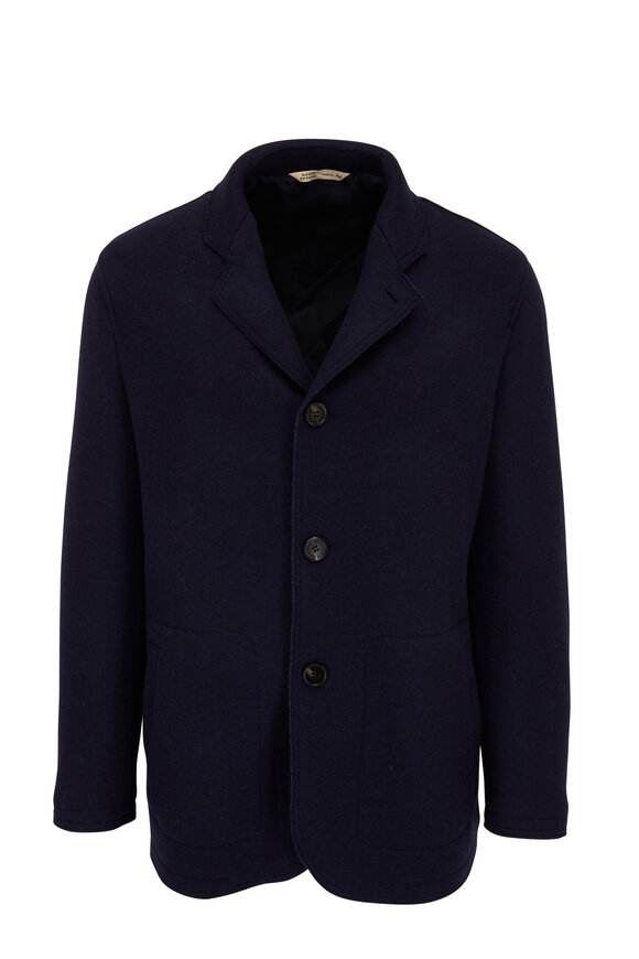 Maurizio Baldassari - Navy & Blue Double Face Wool Car Coat