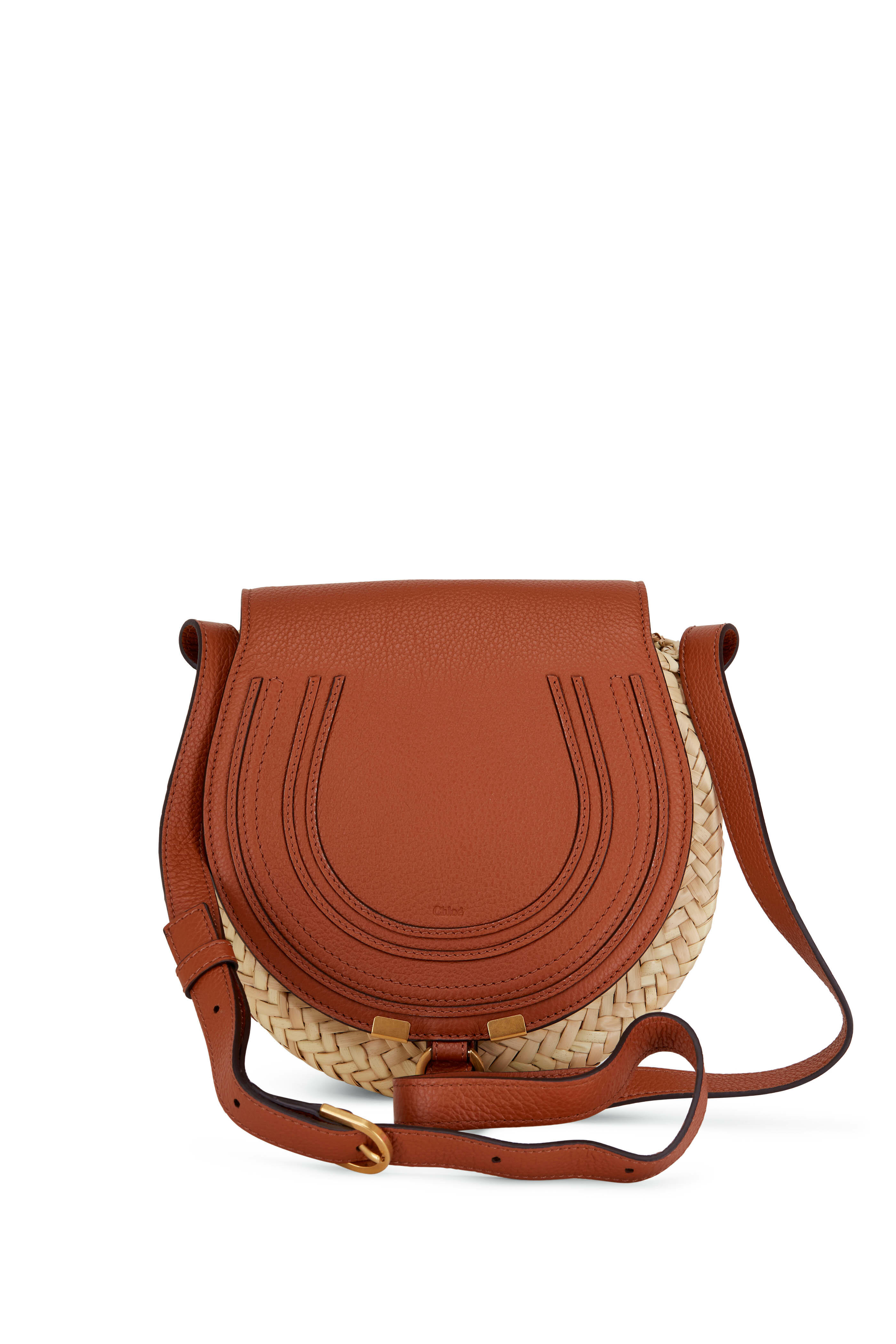 Chloé - Marcie Tan & Raffia Small Crossbody Basket Bag