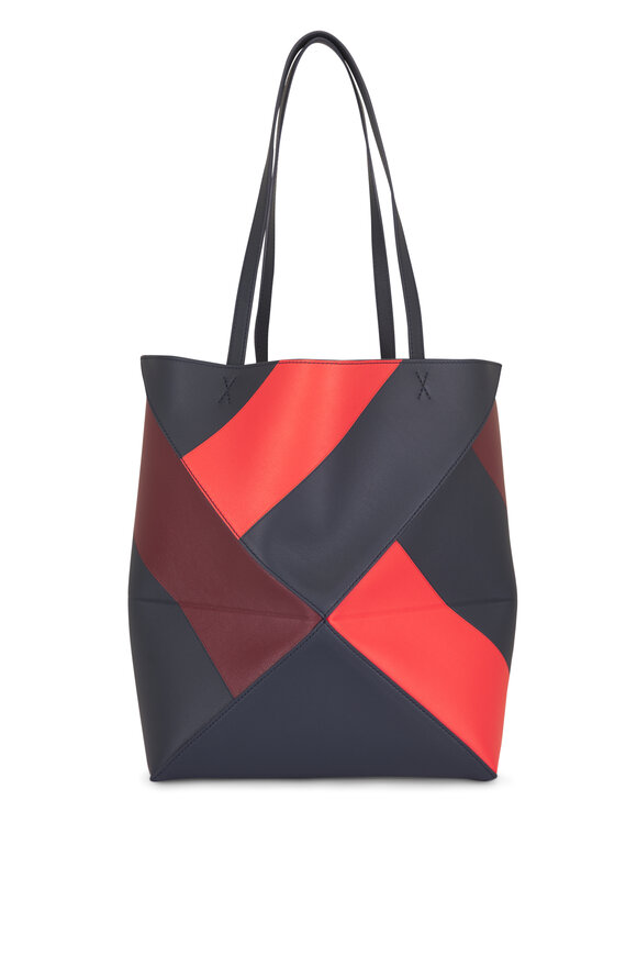 Loewe Medium Puzzle Fold Multi Deep Navy Leather Tote - view 3