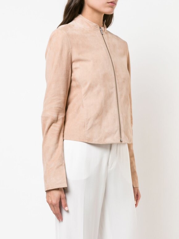 Vince - Rose Quartz Suede Moto Jacket