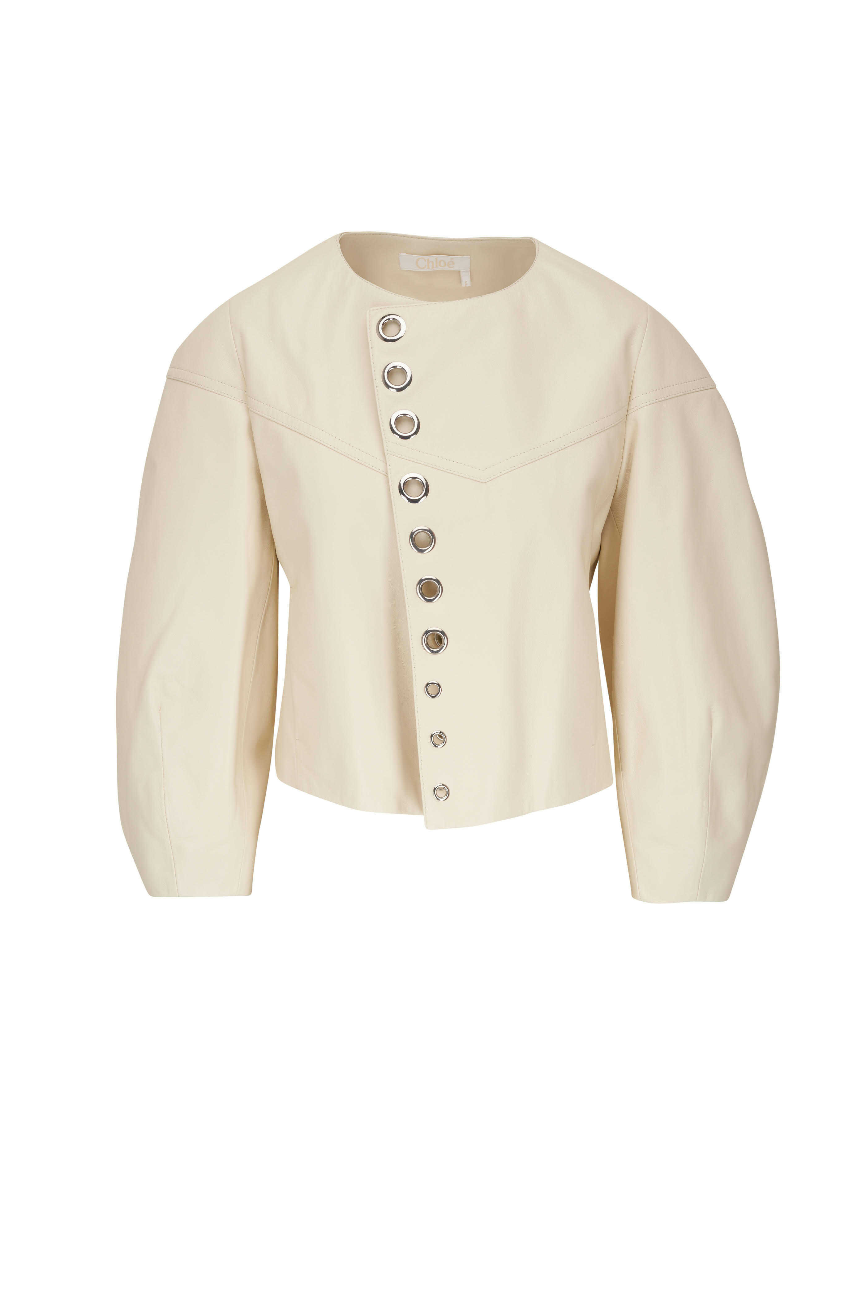 Chloé - Boxy Eden White Nappa Leather Jacket | Mitchell Stores