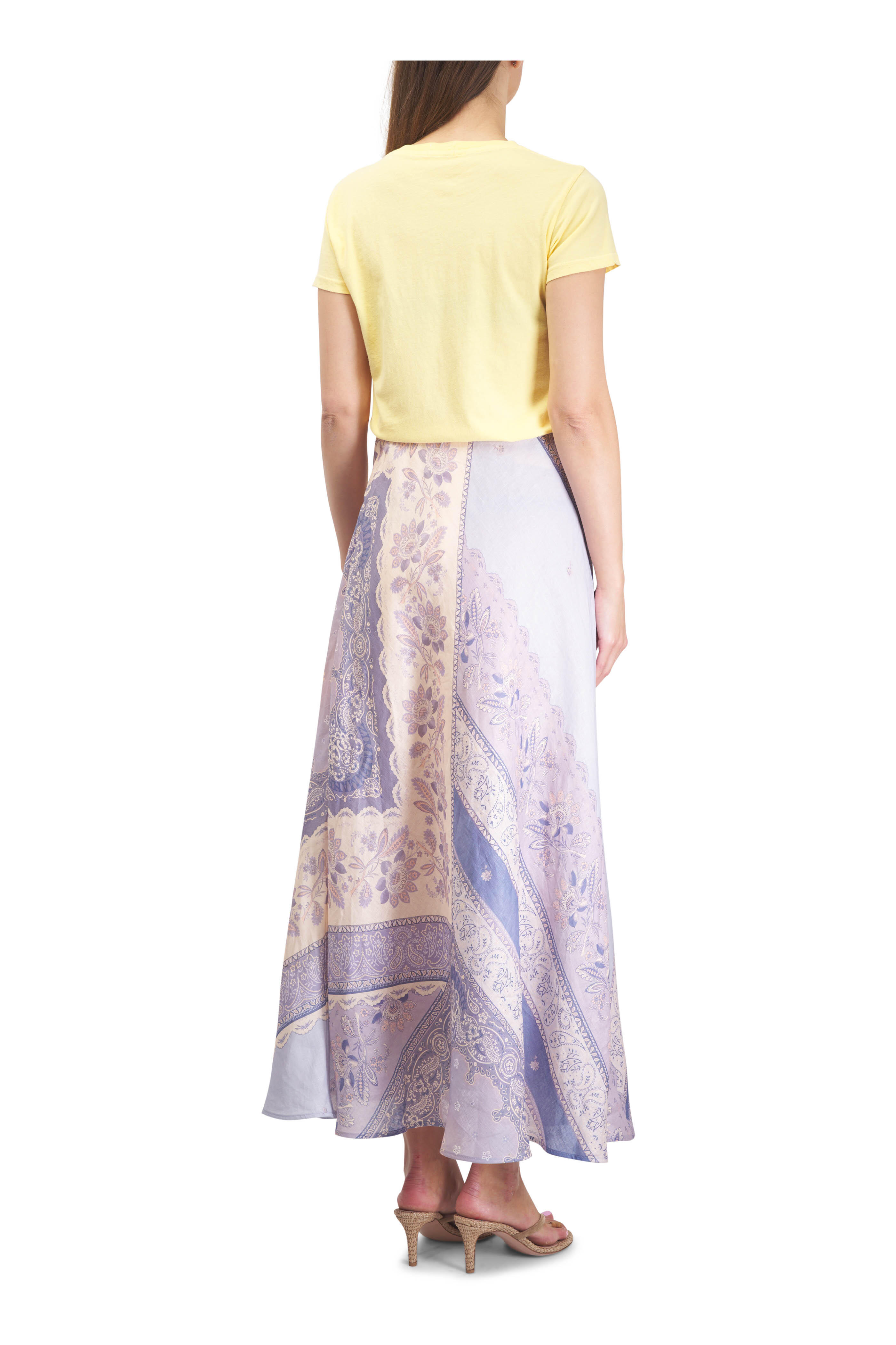 ワンピース ZIMMERMANN Women Mid Skirts 5147DSS253LIGHT BLUE PALM ZW COLLECTION POPLIN MIDI SKIRT - Mid-blue | ZARA Canada
