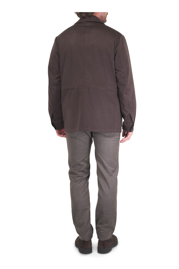 Maurizio Baldassari Dark Green & Gray Boucle Quarter Zip Sweater - view 3