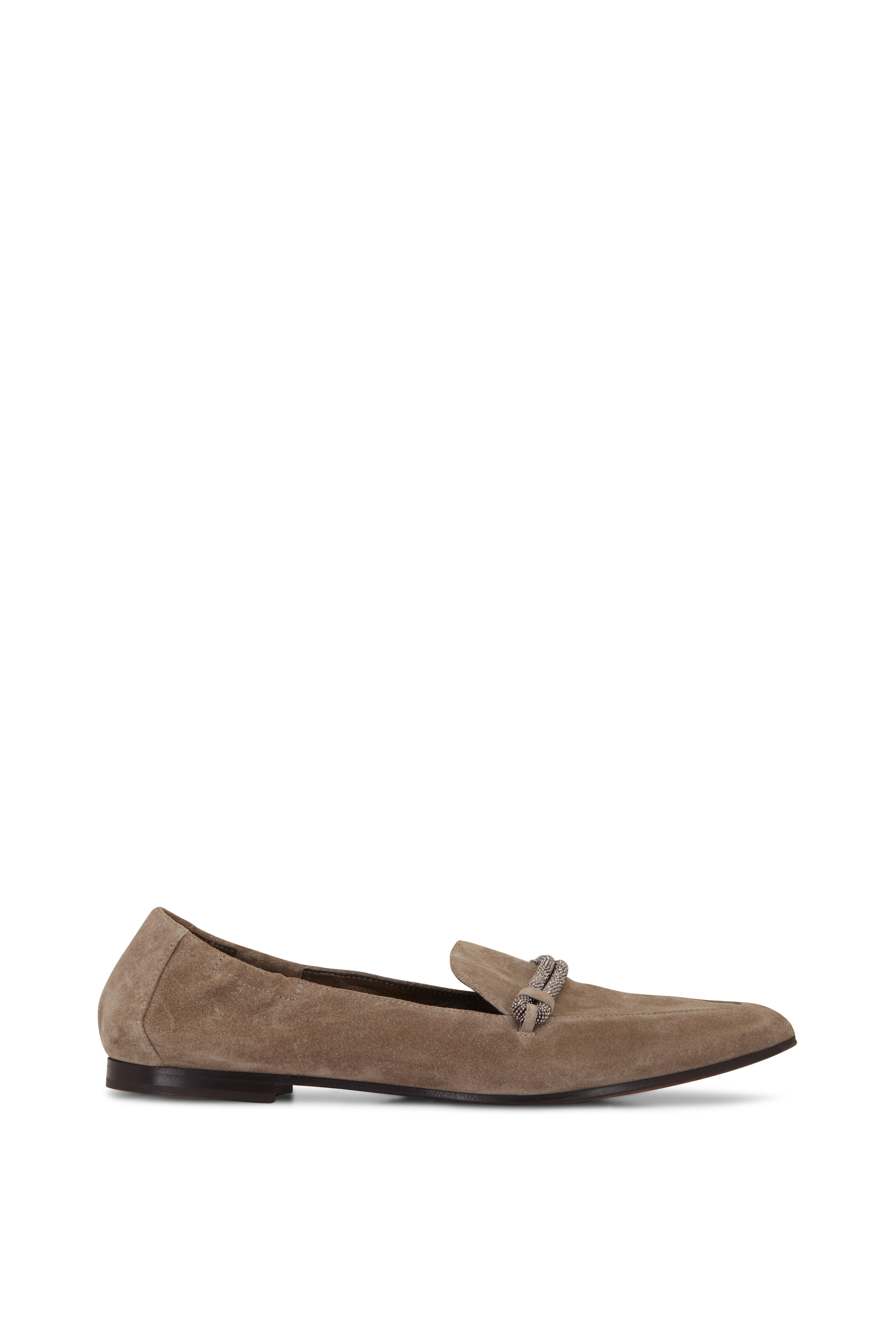 Brunello Cucinelli - Brown Suede Pointed Toe Flat Loafer
