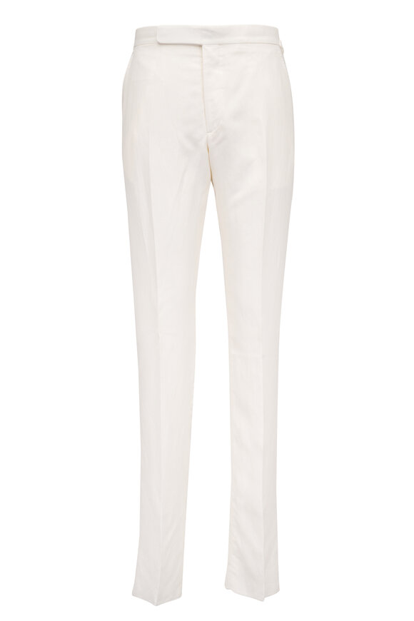 Ralph Lauren Purple Label Gregory Cream Silk & Linen Dress Pant
