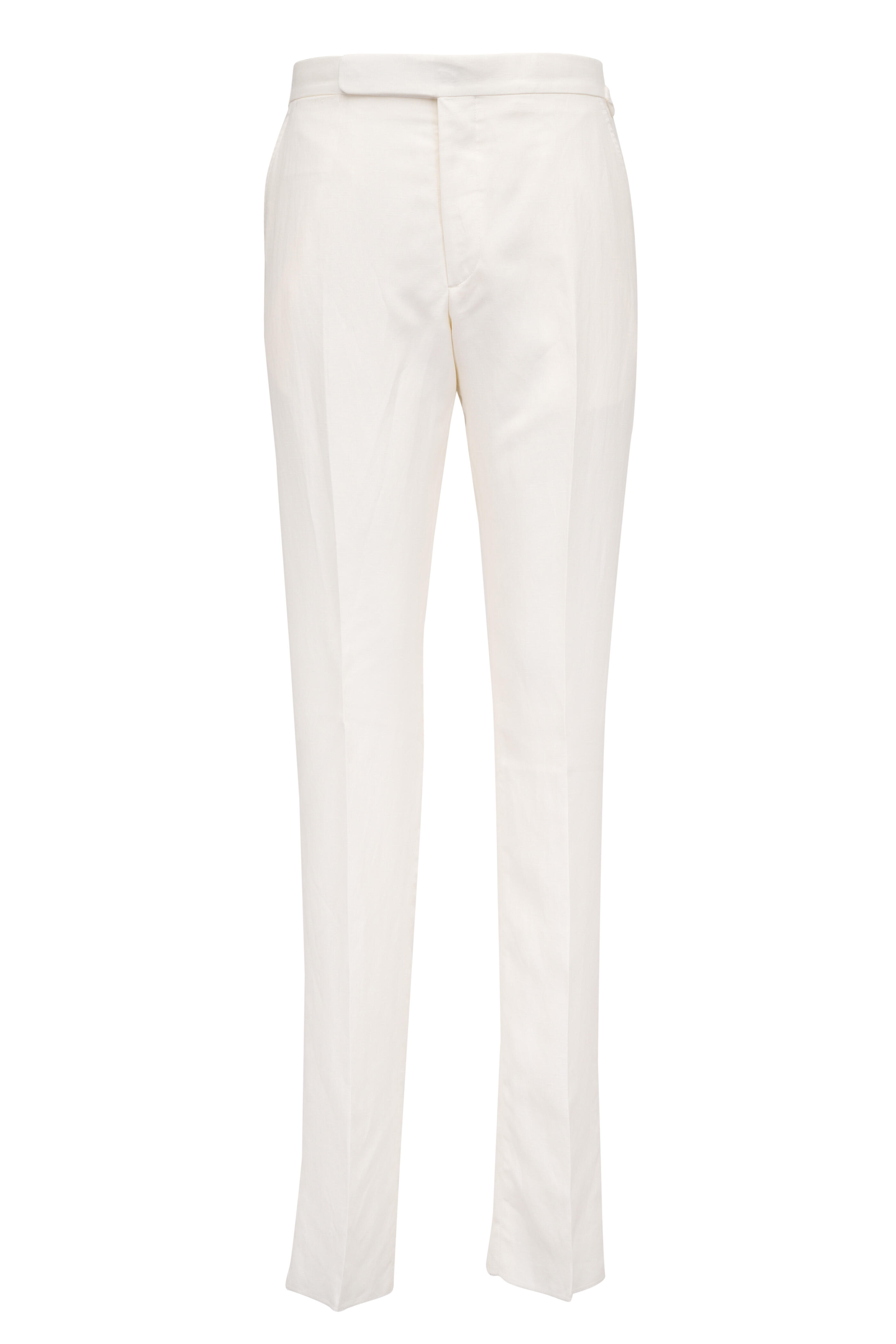 Ralph Lauren Purple Label - Gregory Cream Silk & Linen Dress Pant