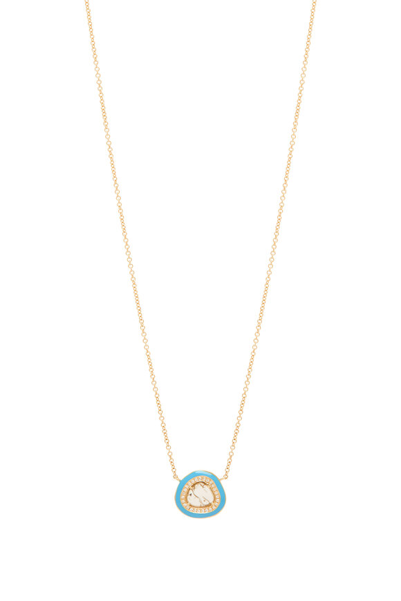 Kai Linz - Slice Diamond & Turquoise Enamel Pendant Necklace
