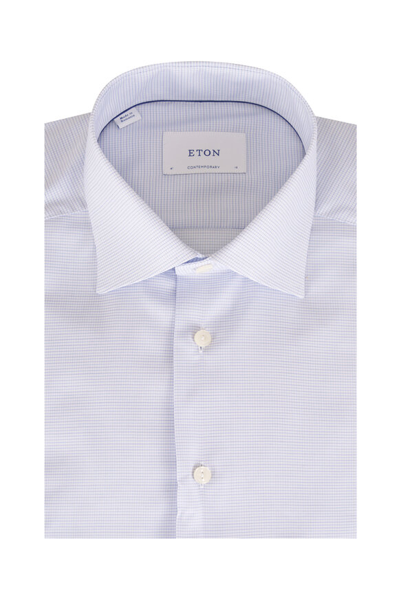Eton Light Blue Mini Check Contemporary Dress Shirt - view 1