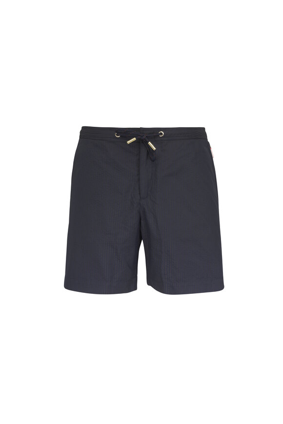 Orlebar Brown Night Iris Bulldog Drawcord Seesucker Swim Shorts - view 1