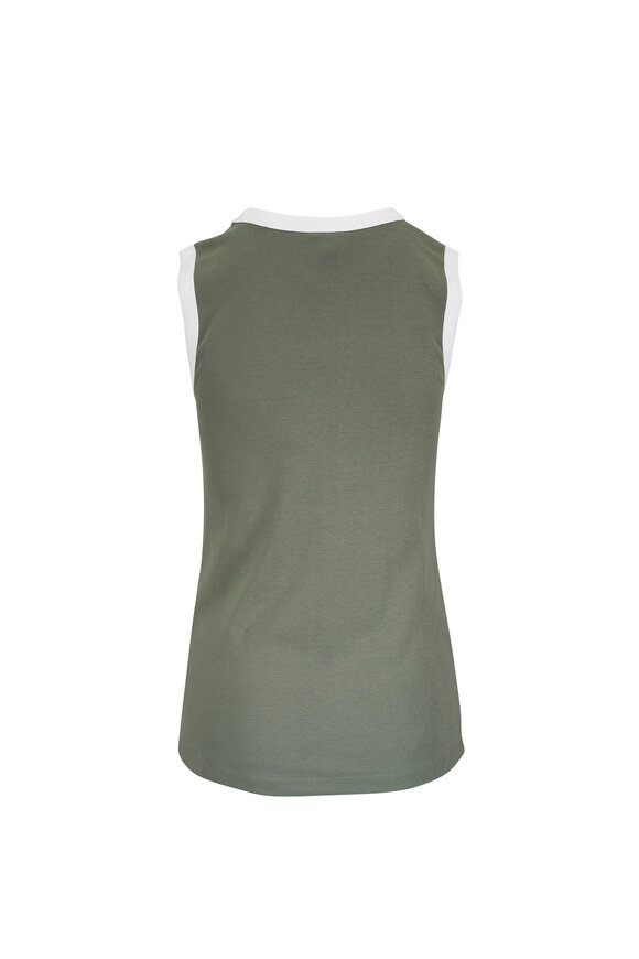 Bogner Niki Olive Green Cotton Contrast Trim Tank - view 3